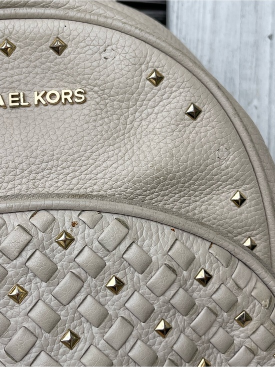 Michael Kors Abbey Medium Cream Leather Studded Backpack MK Gold Pyramid Studs main image 7